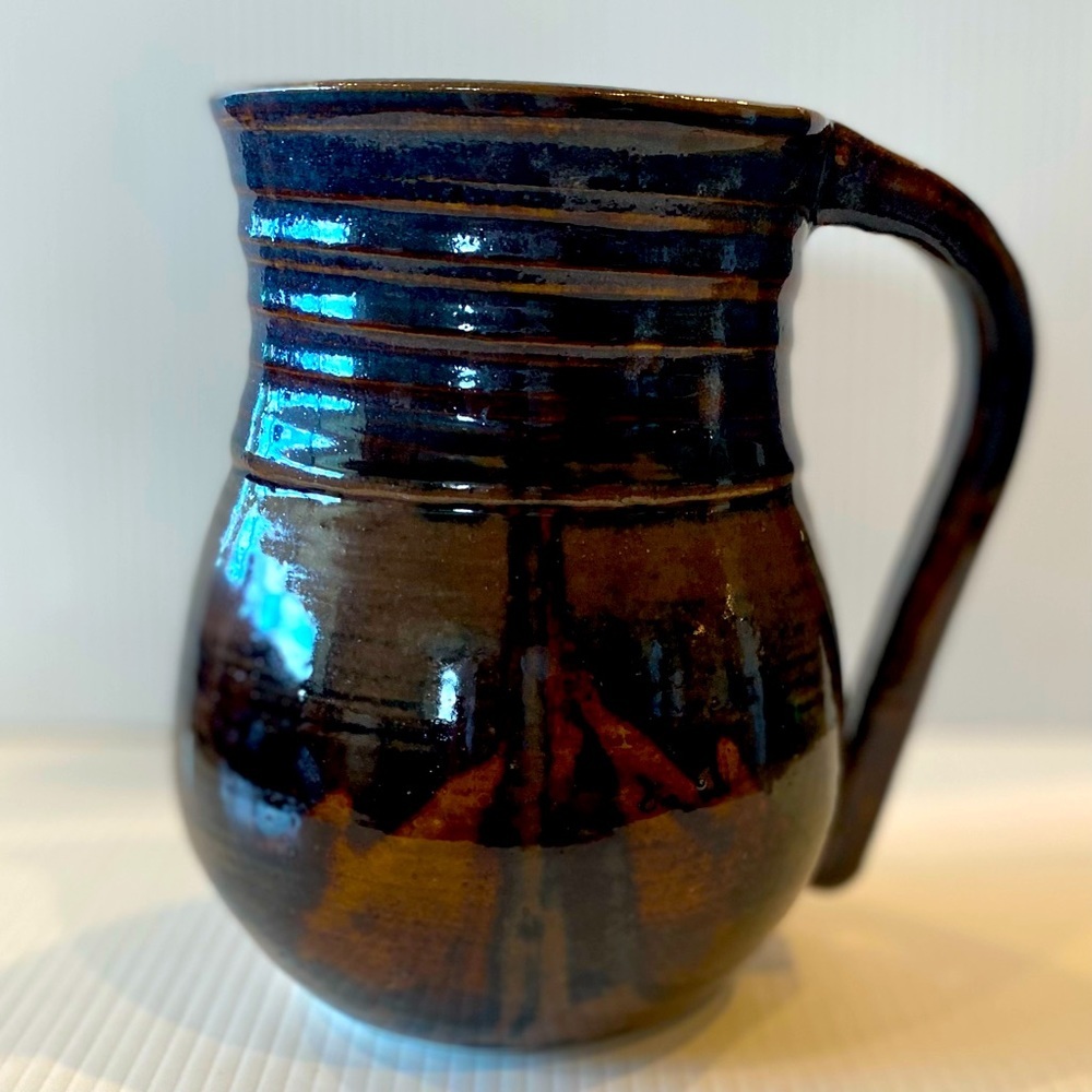 Vintage Pottery Artist Signed T T 2004 Studio Art Pitcher  Glazed